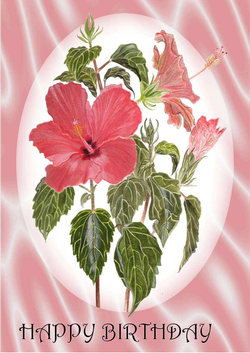 Pink Hibiscus and Satin - card made with Crafty Bob's Card Creator