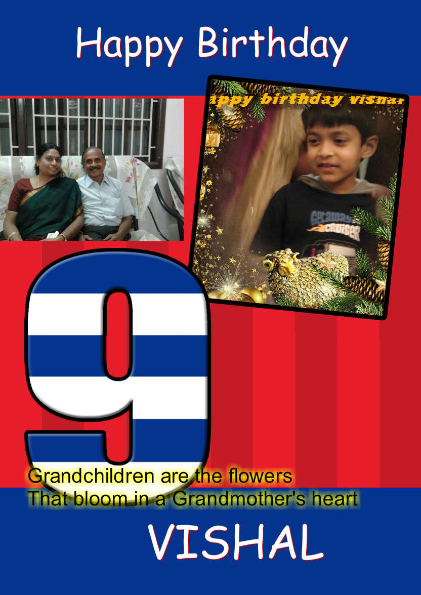 Age 9 Stripes Birthday Boy - card made with Crafty Bob's Card Creator