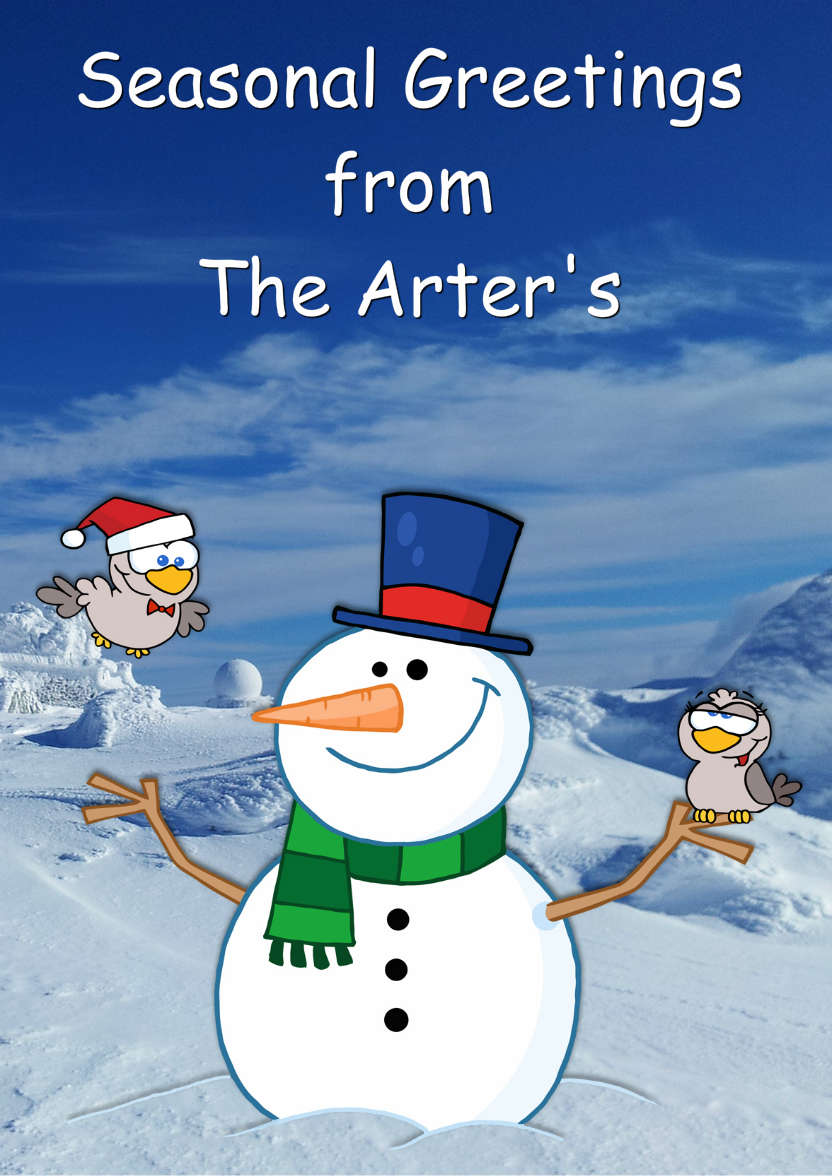 Snowman with Love Birds - card made with Crafty Bob's Card Creator