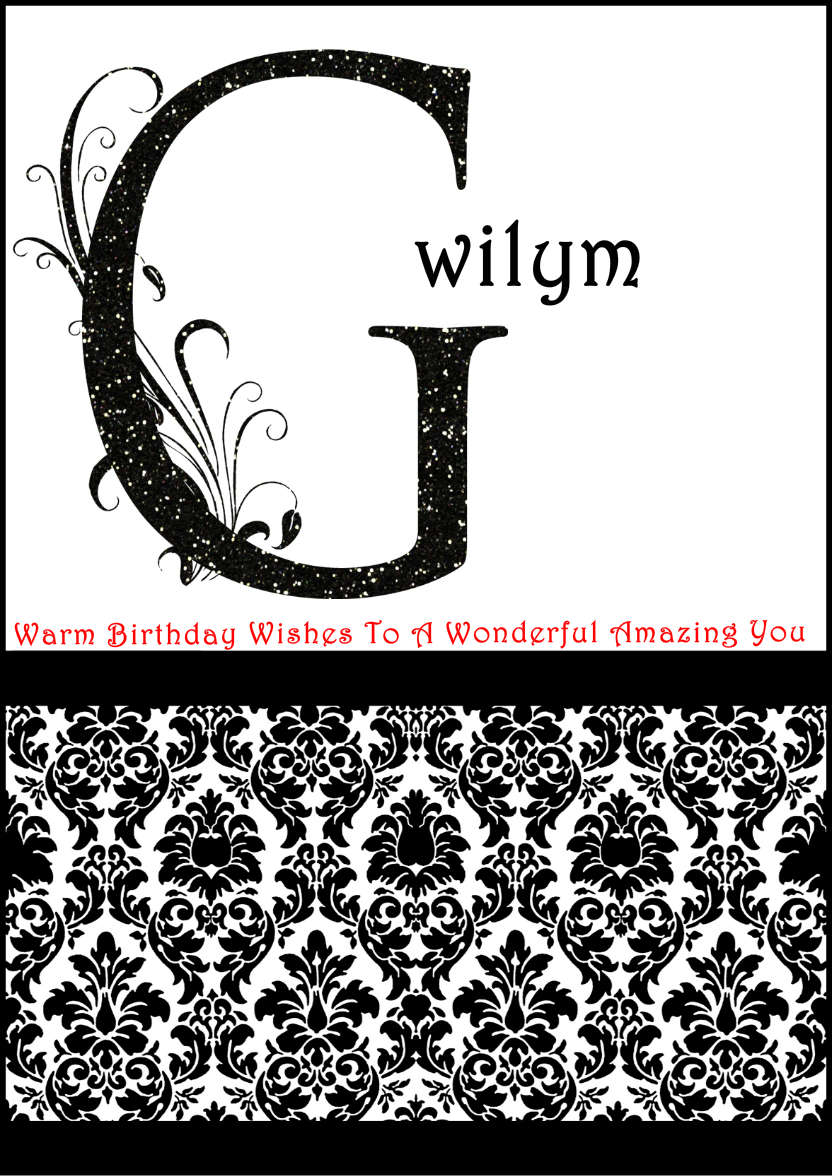 Damask Monogram Letter g Card - card made with Crafty Bob's Card Creator