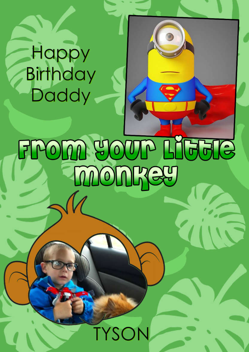 Little Monkey Photo Card - card made with Crafty Bob's Card Creator