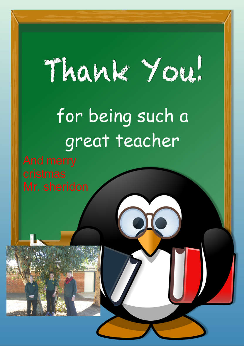 Penguin Teacher - card made with Crafty Bob's Card Creator