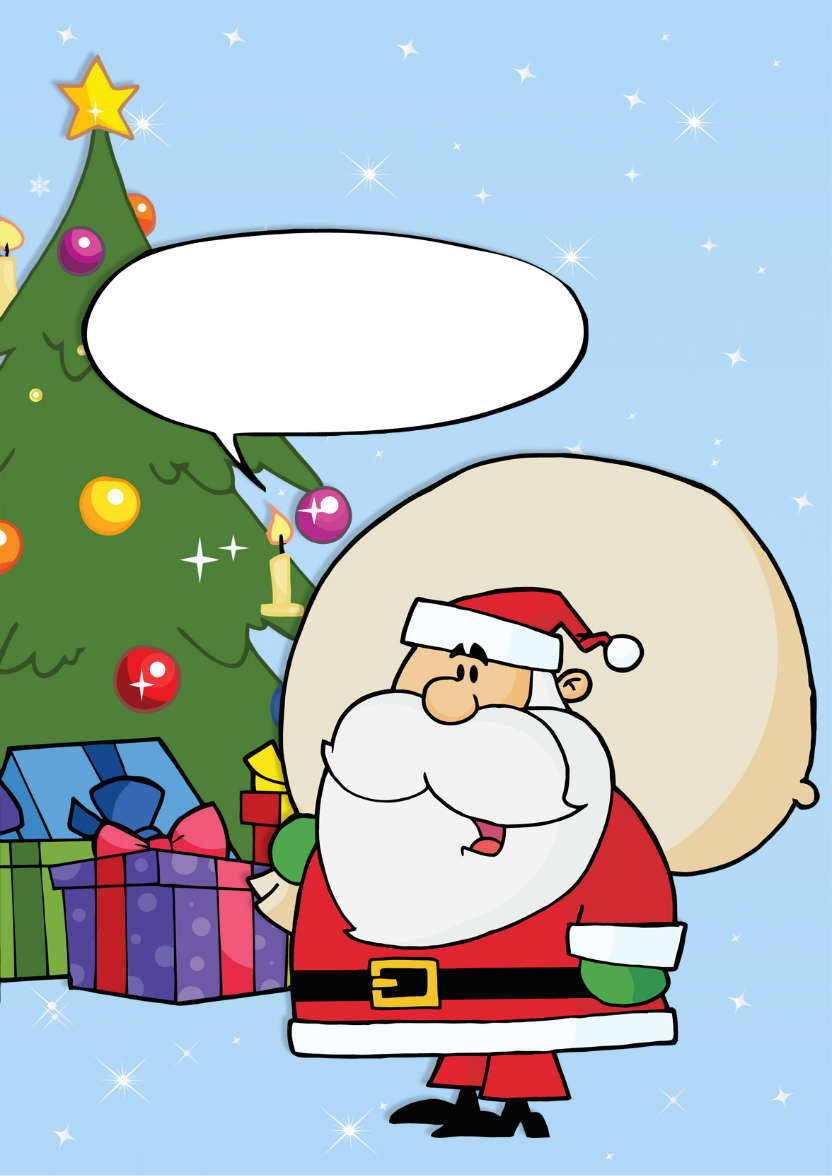 Santa by the Christmas Tree - card made with Crafty Bob's Card Creator