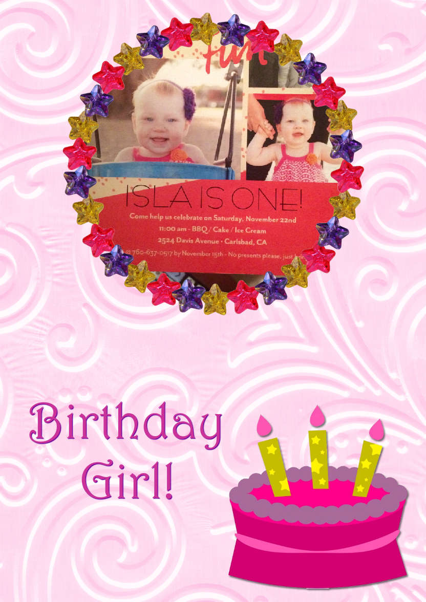 Star Frame Birthday Girl - card made with Crafty Bob's Card Creator