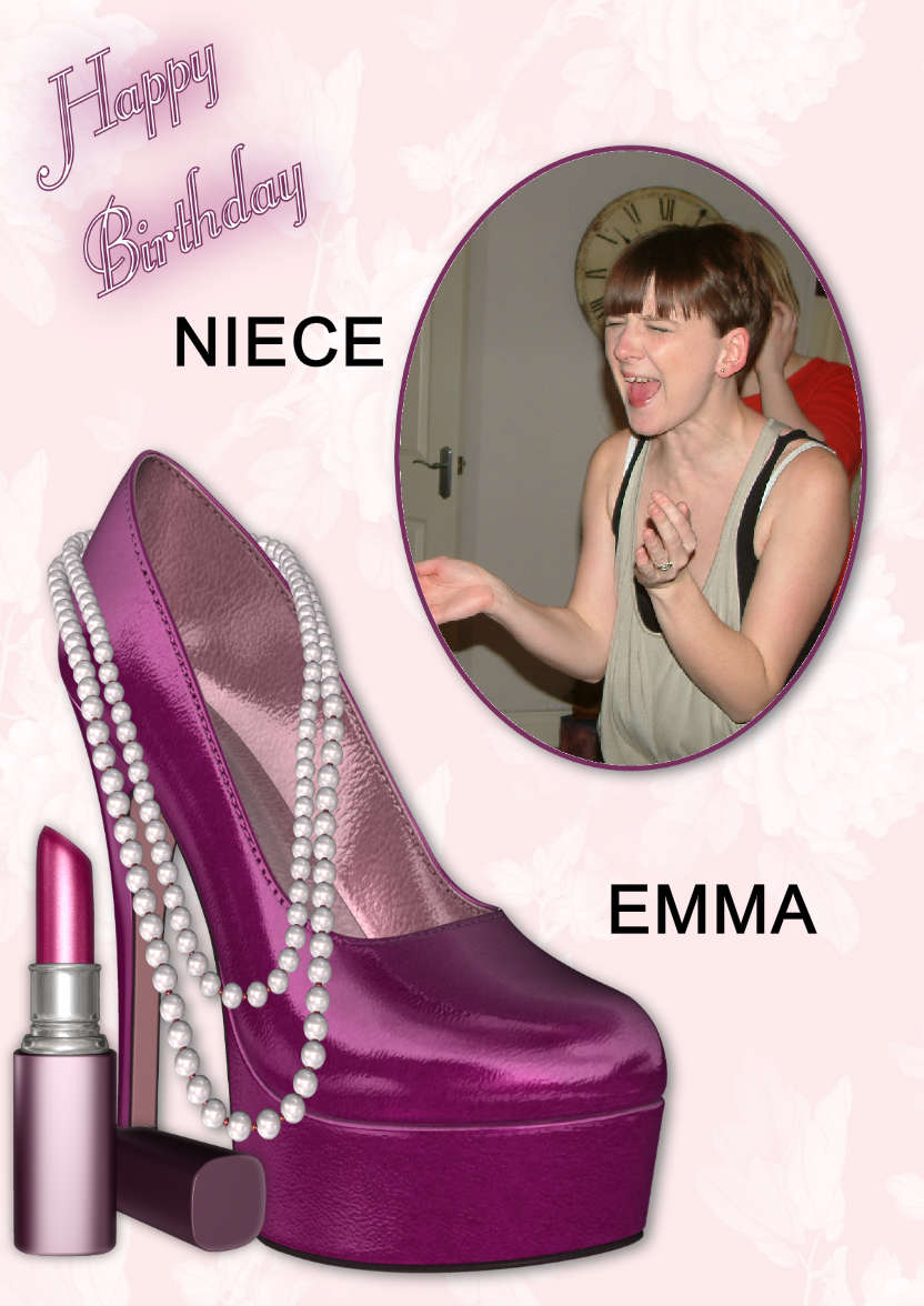 Magenta Shoe - Birthday Card - card made with Crafty Bob's Card Creator