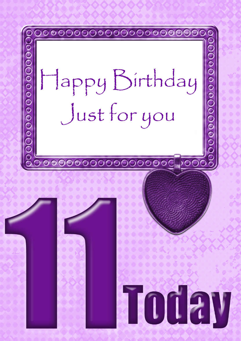 Age 11 Birthday Photo Card Girls - card made with Crafty Bob's Card Creator