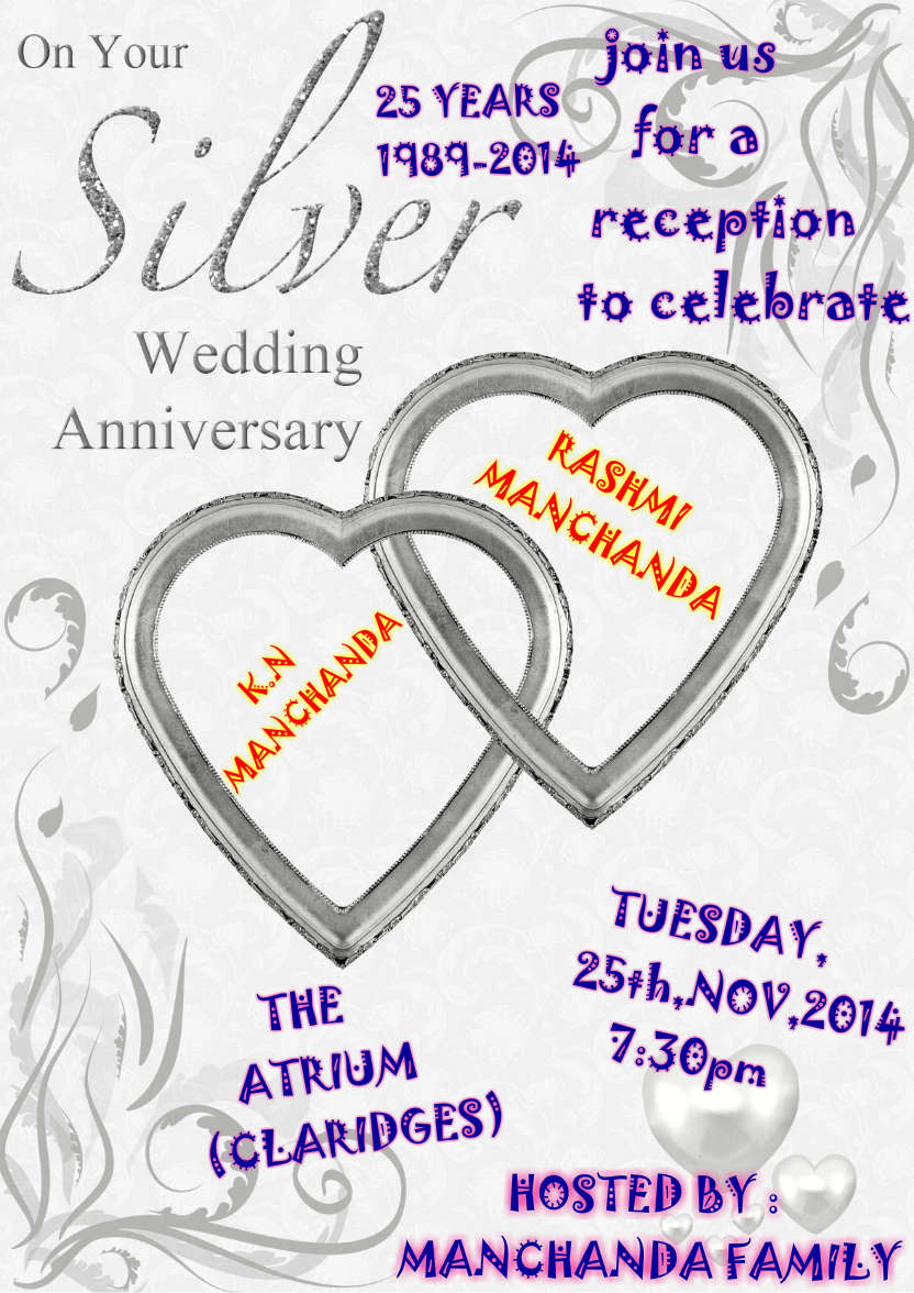 Silver Wedding Anniversary Hearts Entwined Card - card made with Crafty Bob's Card Creator