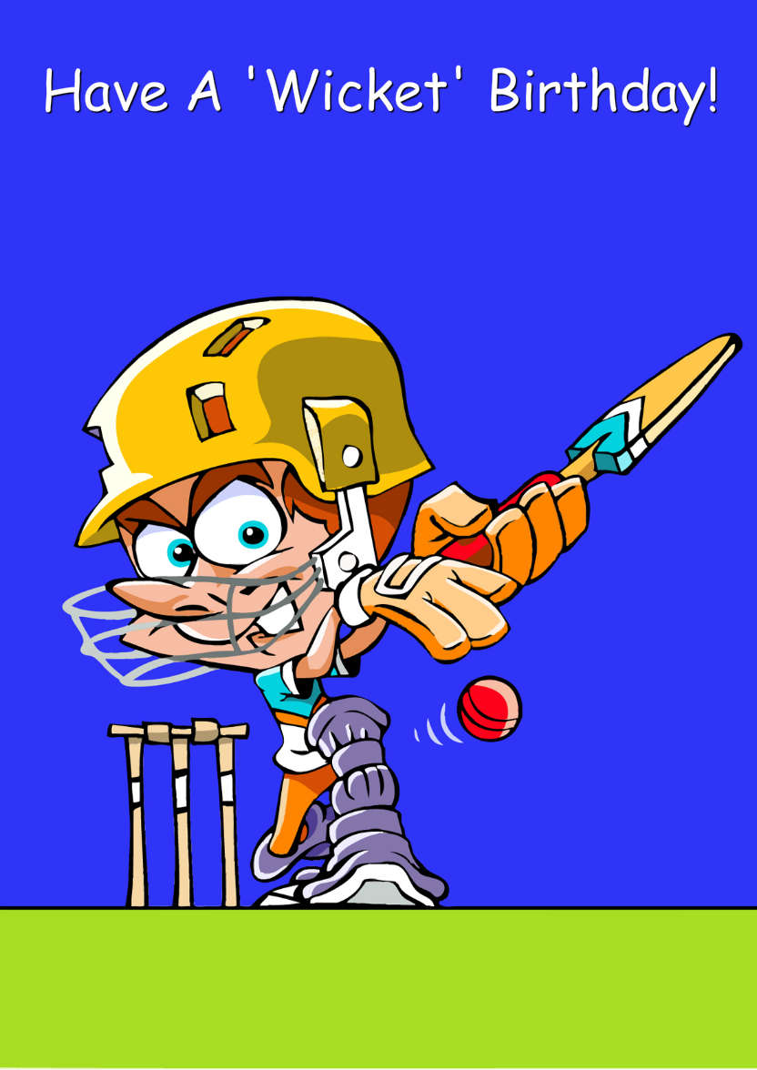 Cartoon Cricket Player Card - card made with Crafty Bob's Card Creator