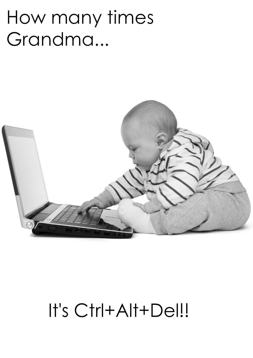 Baby on Laptop Humorous Card Front - card made with Crafty Bob's Card Creator