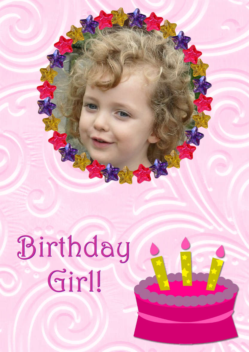 Star Frame Birthday Girl - card made with Crafty Bob's Card Creator
