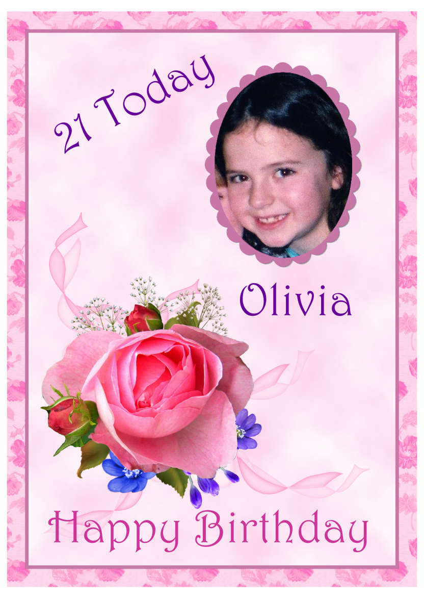 Pink Rose Spray - card made with Crafty Bob's Card Creator