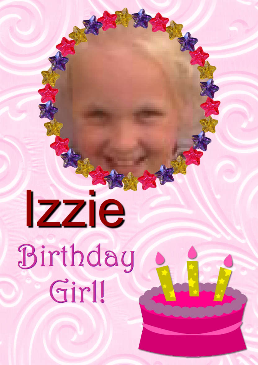 Star Frame Birthday Girl - card made with Crafty Bob's Card Creator