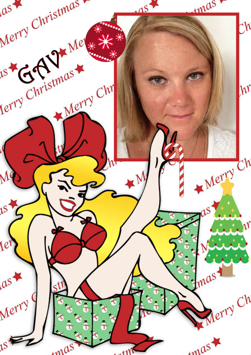 Sexy Cartoon Pin Up Christmas Aperture Card - card made with Crafty Bob's Card Creator