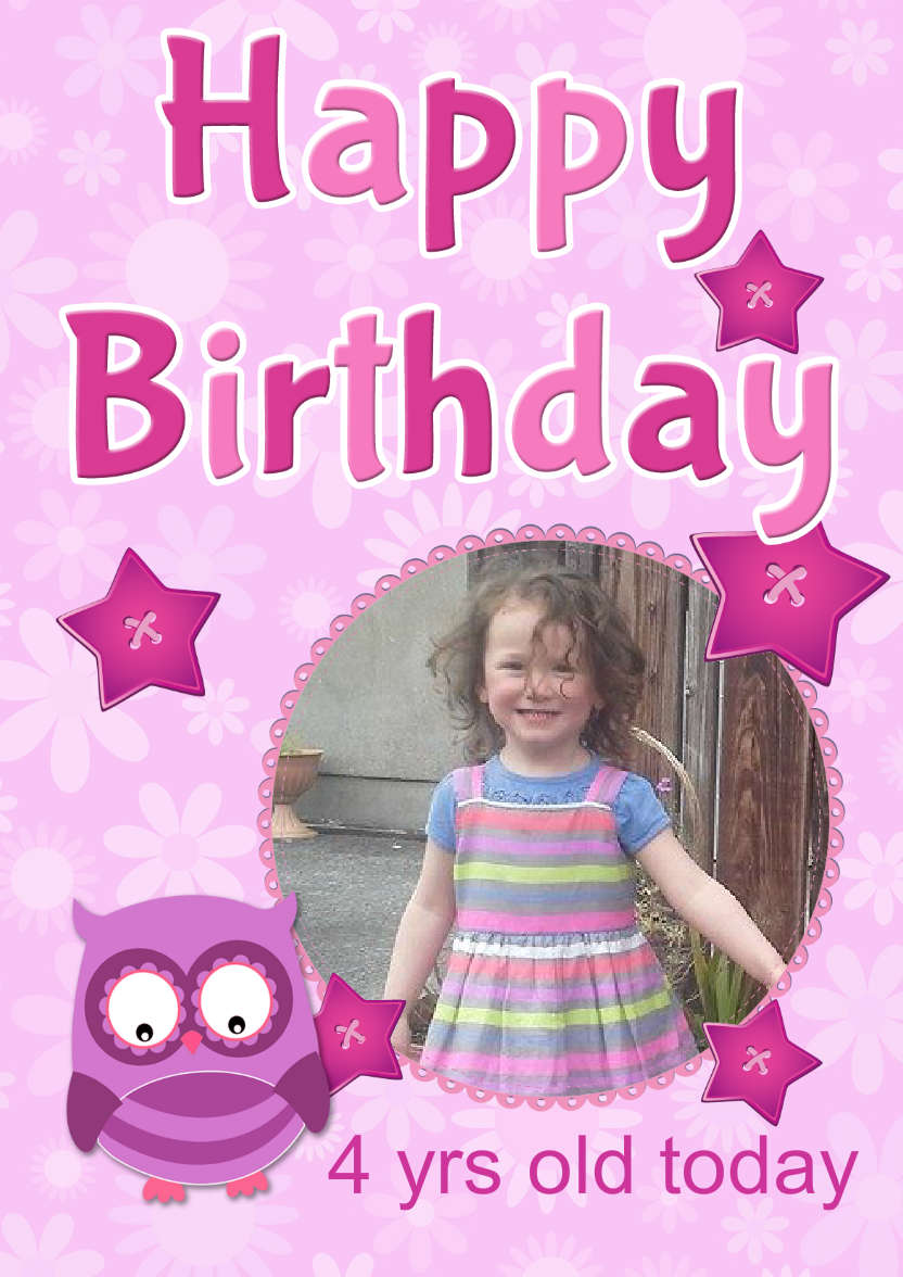 Happy Birthday Owl Photo Card - card made with Crafty Bob's Card Creator