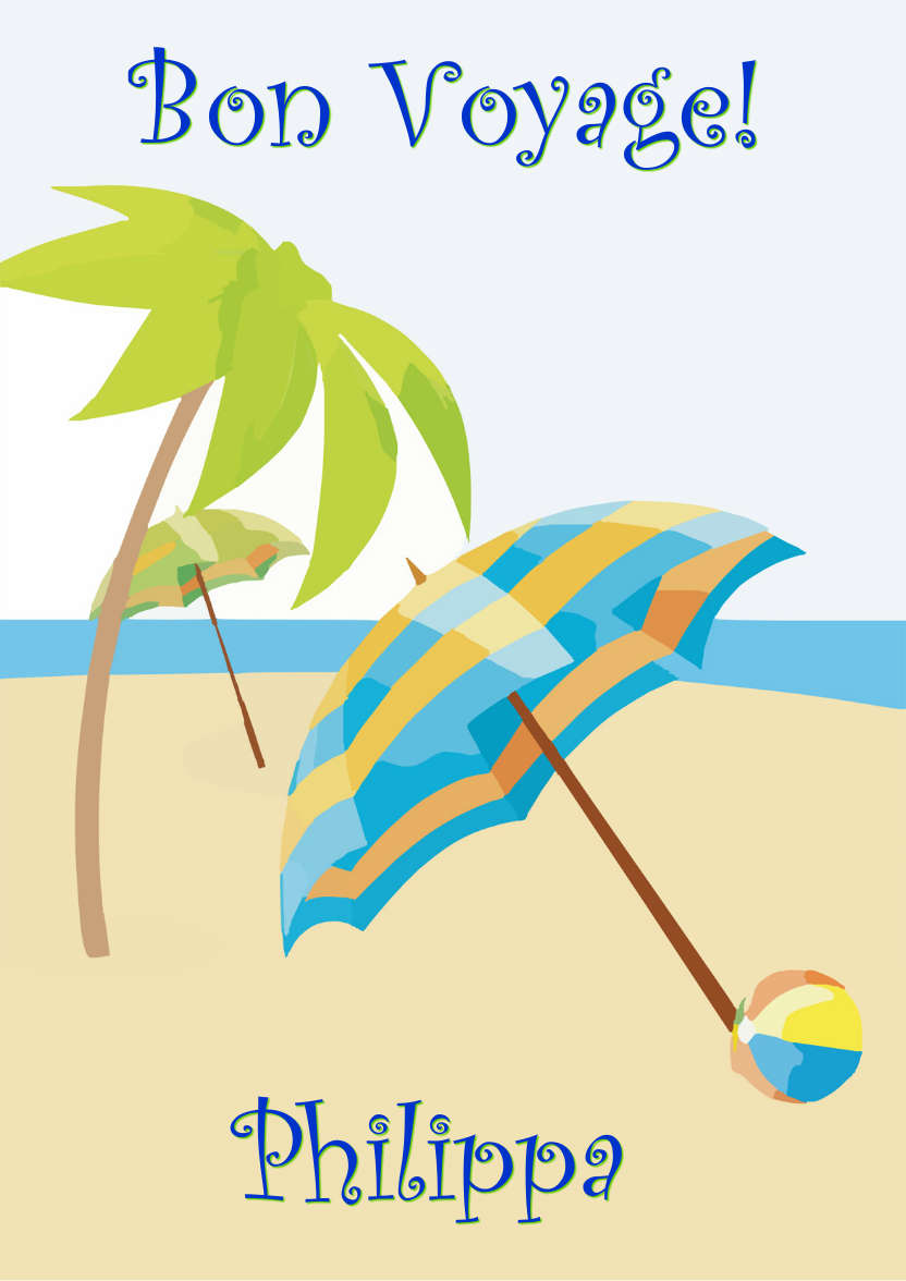 Bon Voyage Beach Parasol - card made with Crafty Bob's Card Creator