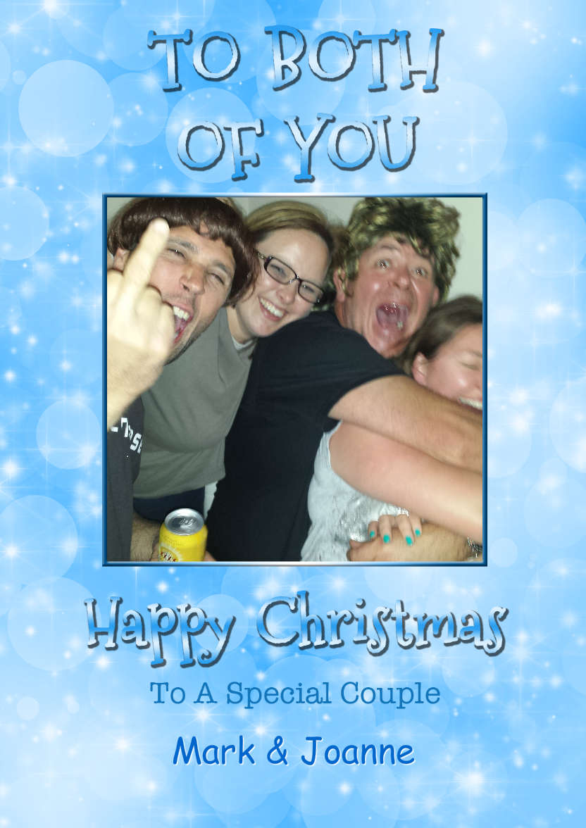 Blue Sparkle Christmas Couple - card made with Crafty Bob's Card Creator