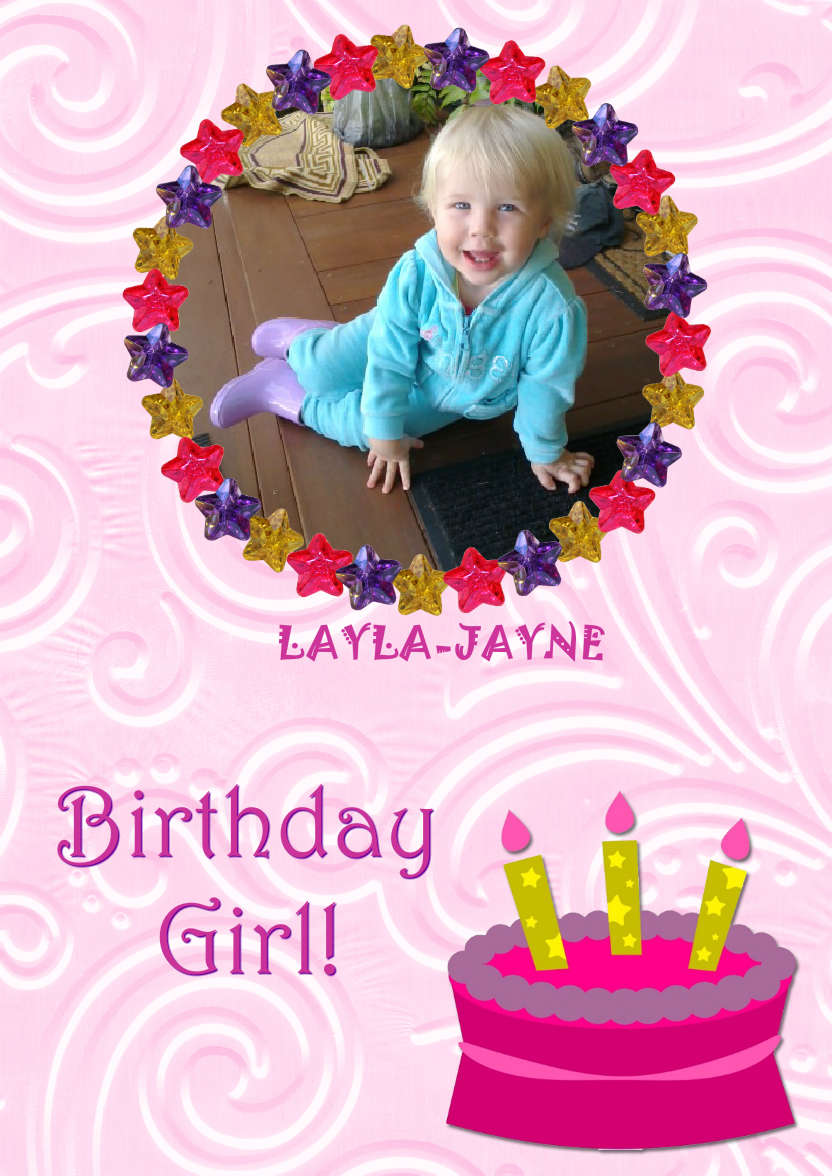 Star Frame Birthday Girl - card made with Crafty Bob's Card Creator