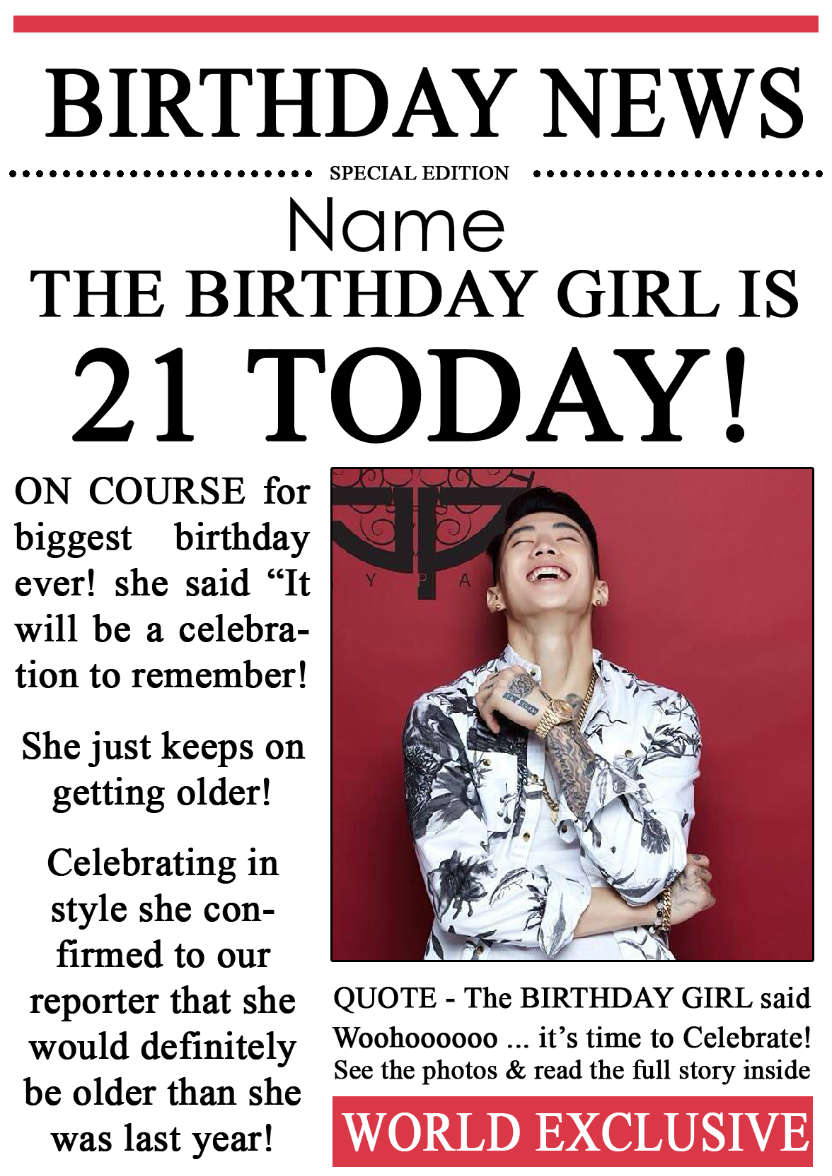 21 Today Birthday News Photo Upload Card - card made with Crafty Bob's Card Creator