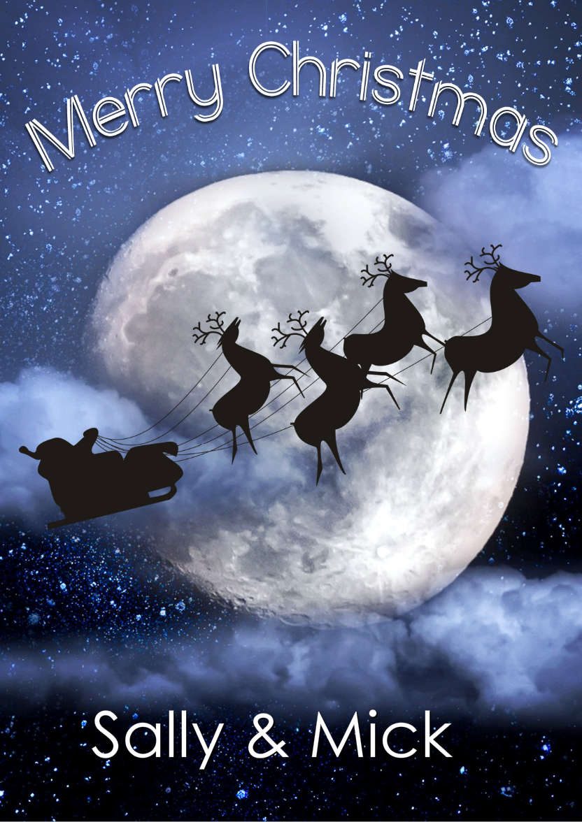 Santa Silhouette in Front of the Moon - card made with Crafty Bob's Card Creator