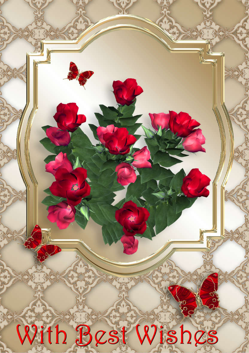 Red Flowers on Gold - card made with Crafty Bob's Card Creator