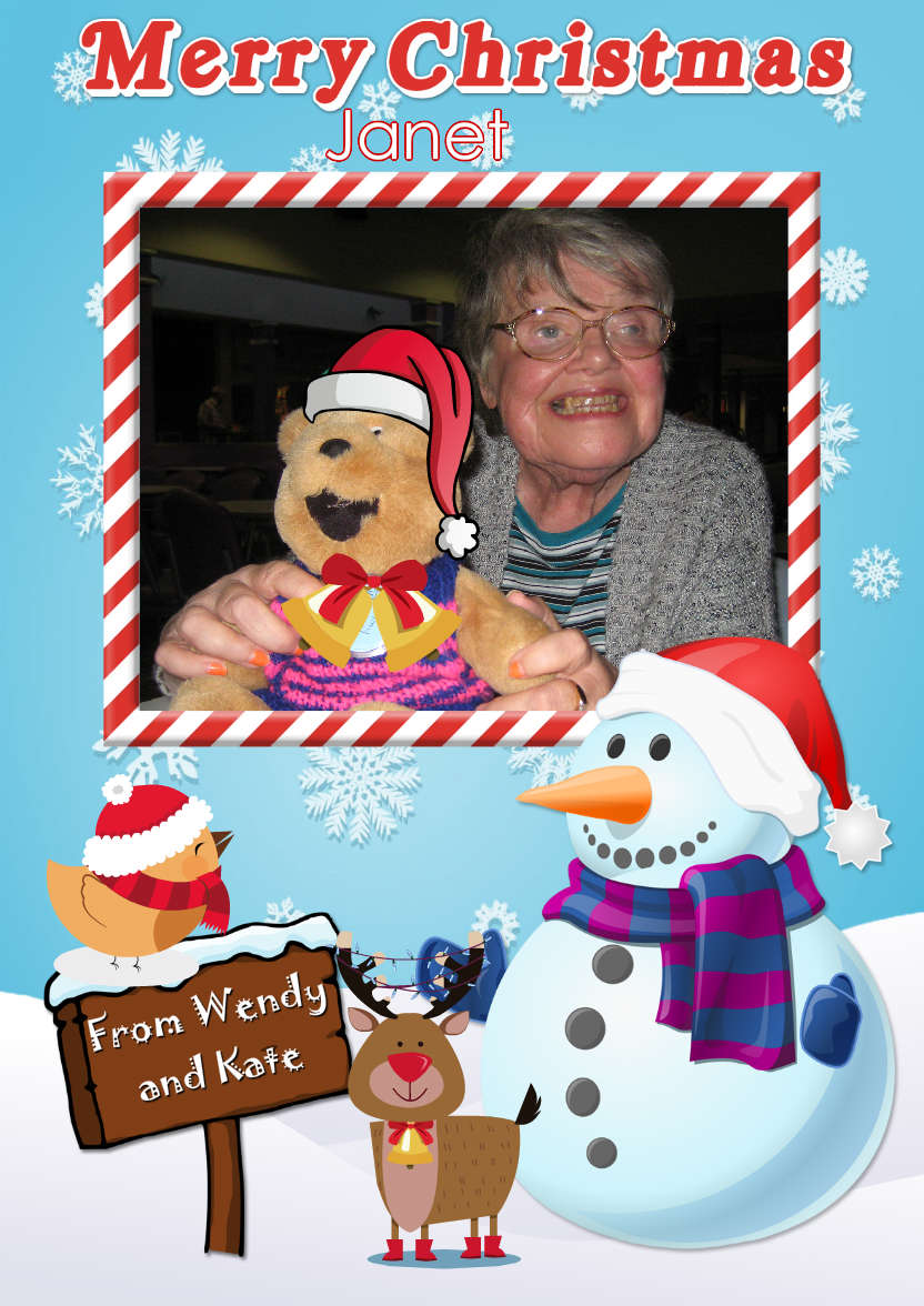 Snowman Photo Card with Sign - card made with Crafty Bob's Card Creator