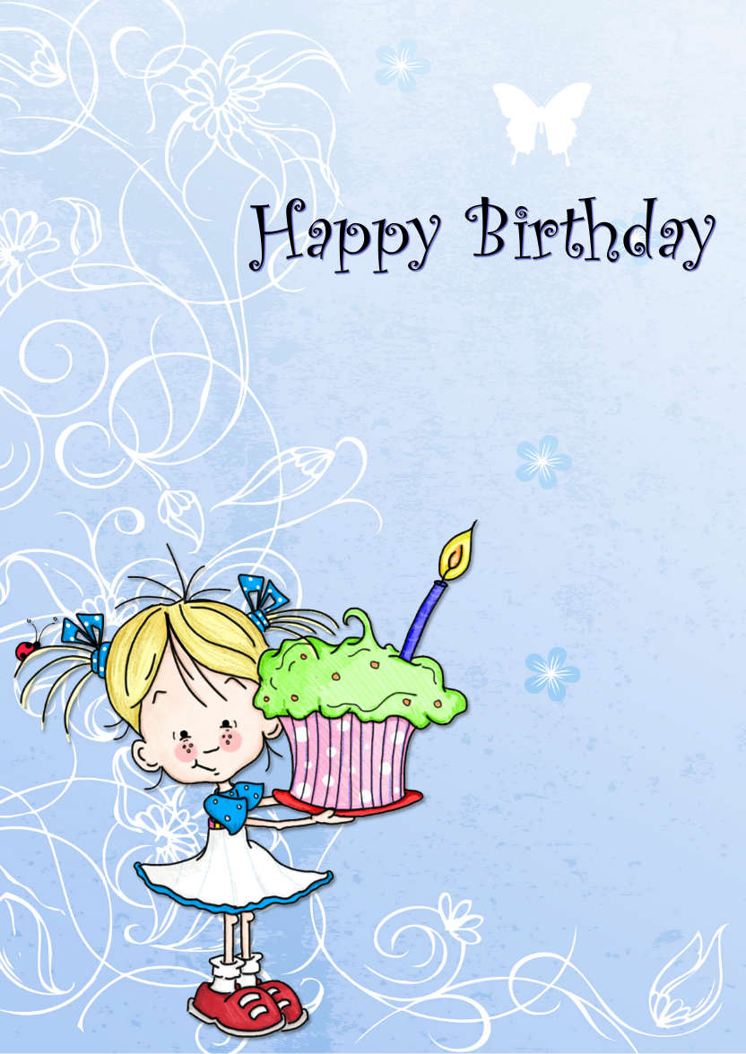 Birthday Cupcake Female Card Front - card made with Crafty Bob's Card Creator