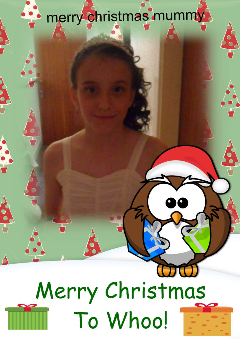 Christmas Owl Photo Card - card made with Crafty Bob's Card Creator
