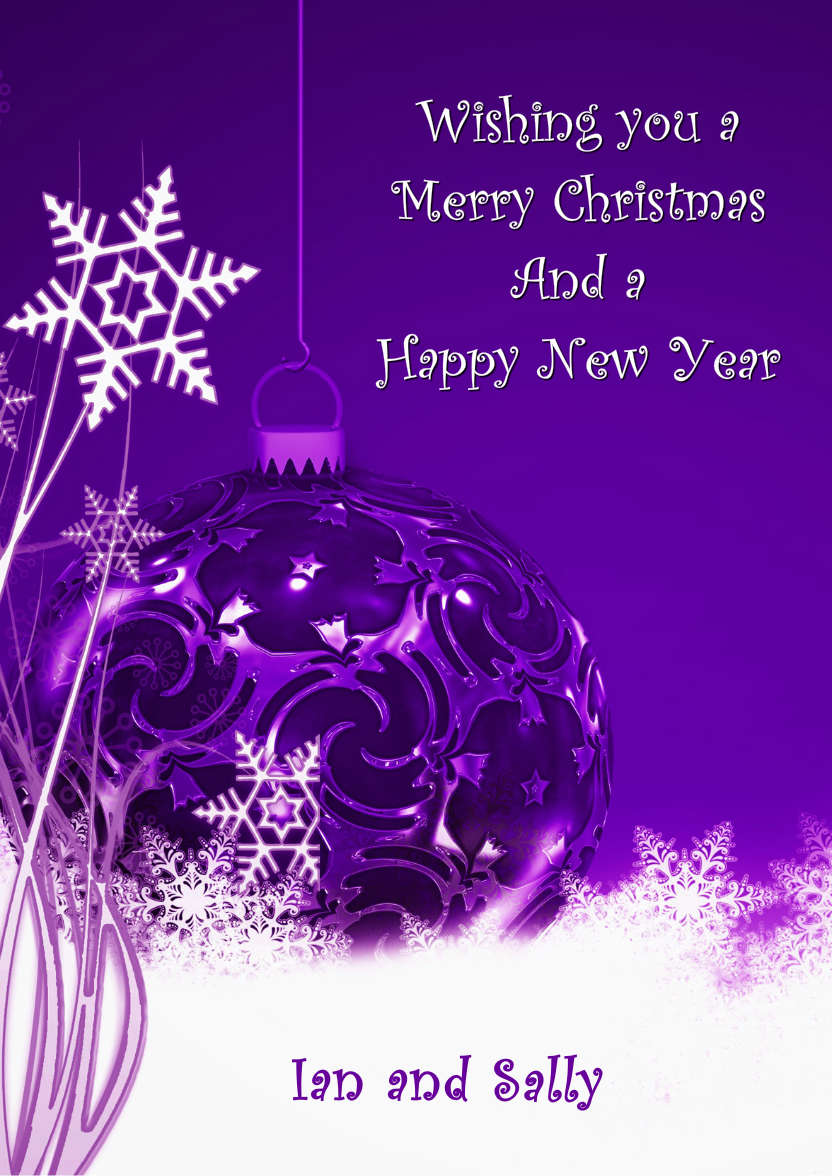 Christmas Bauble and Snowflakes - card made with Crafty Bob's Card Creator