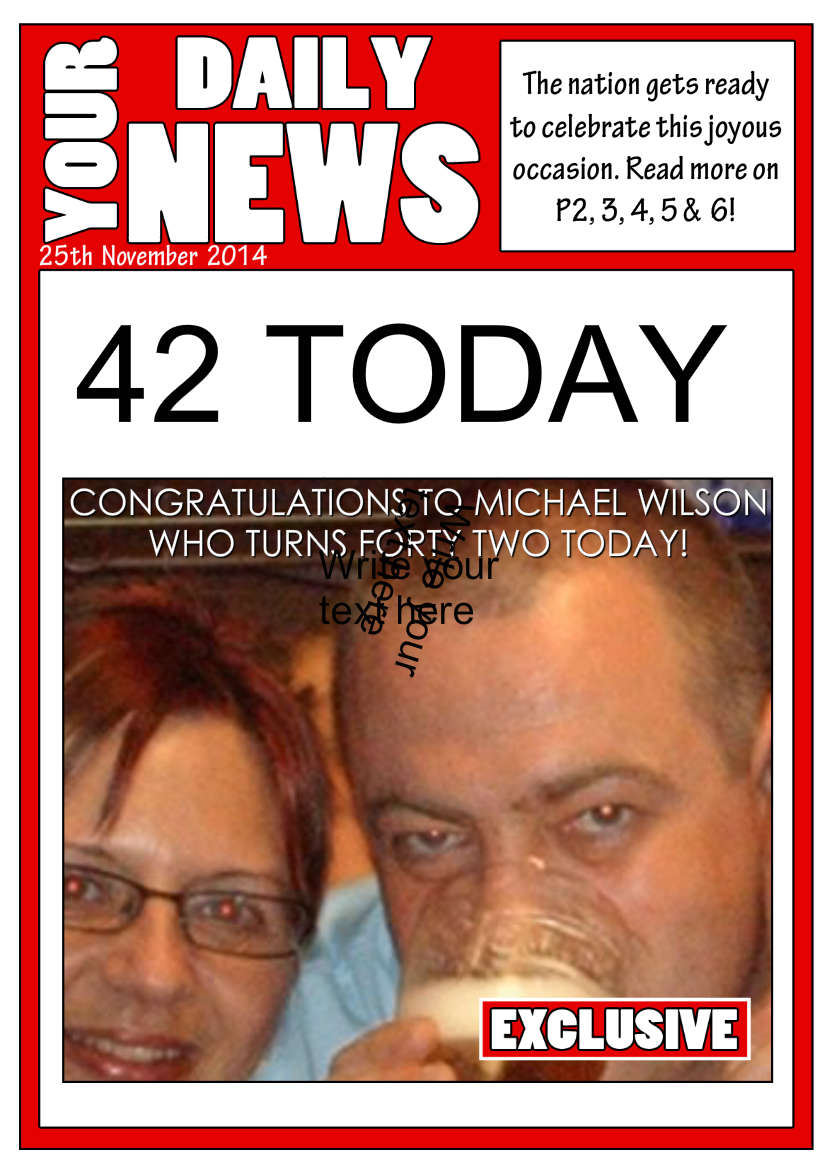 Your Daily News Spoof Newspaper Card Front - card made with Crafty Bob's Card Creator
