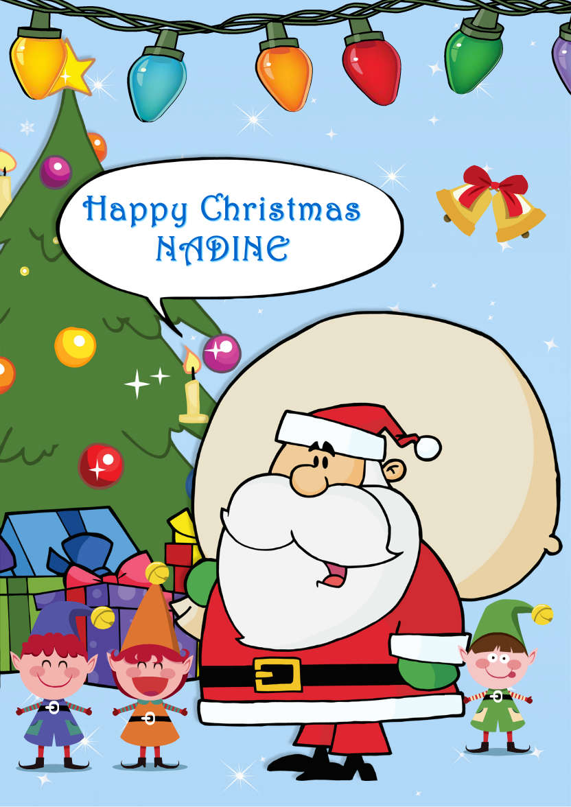 Santa by the Christmas Tree - card made with Crafty Bob's Card Creator