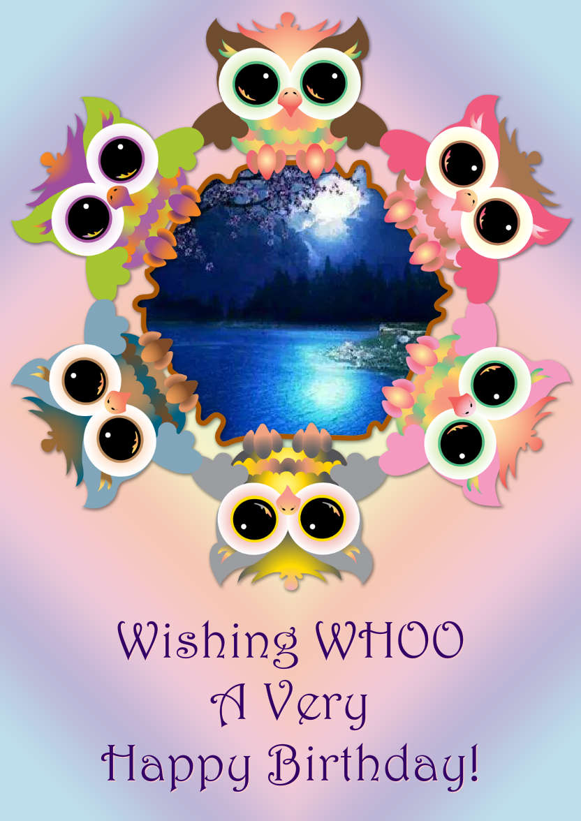 Cute Owl Frame Photo Card - card made with Crafty Bob's Card Creator