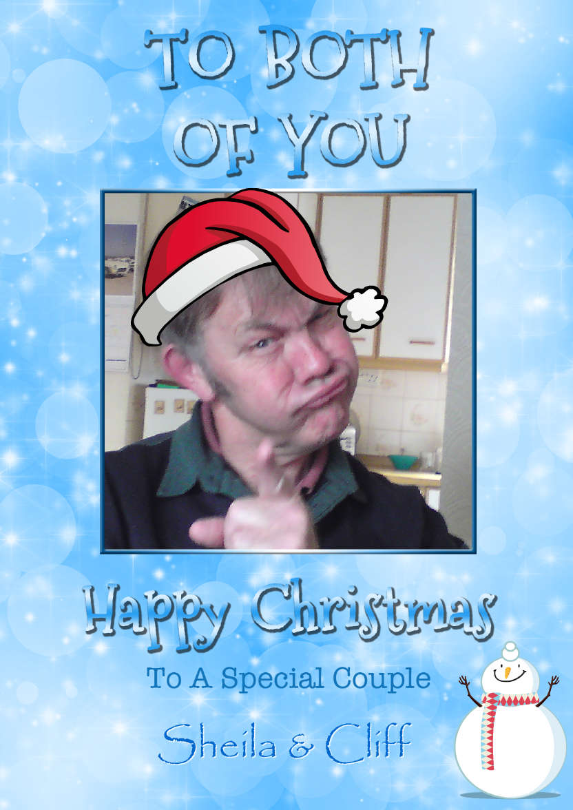 Blue Sparkle Christmas Couple - card made with Crafty Bob's Card Creator
