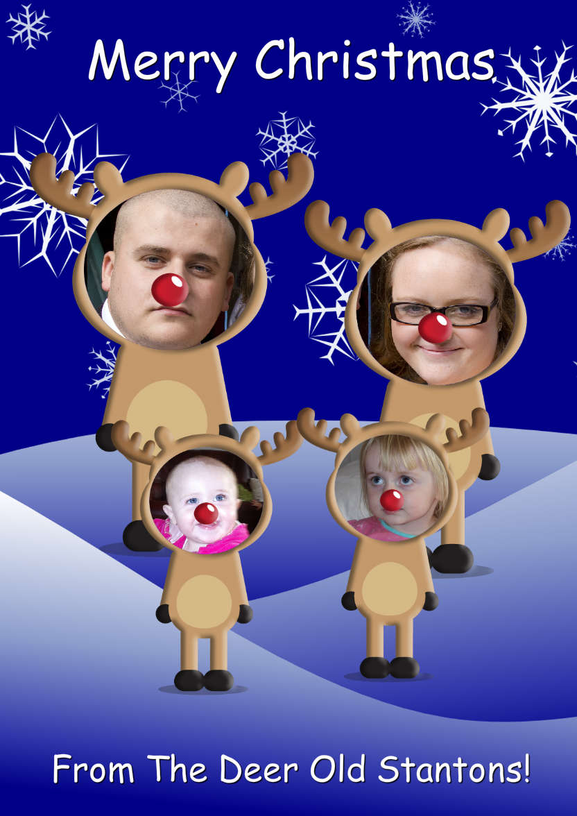 Reindeer Family Photo Card - card made with Crafty Bob's Card Creator