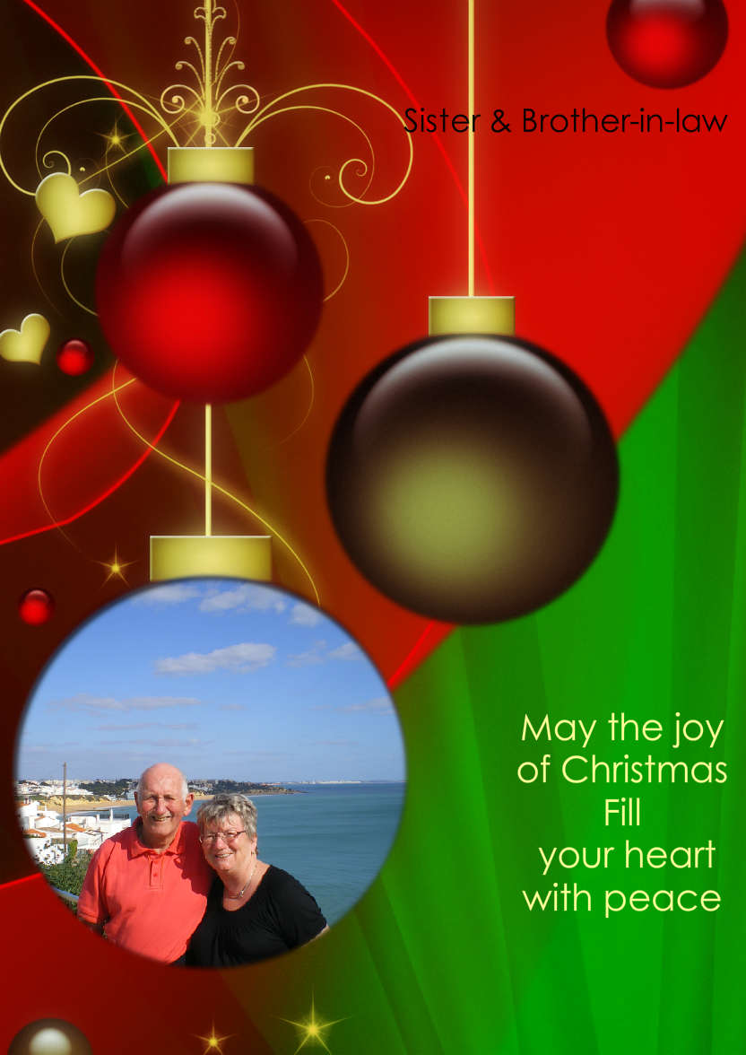 Red and Green Vintage Ornament Christmas Photo Card - card made with Crafty Bob's Card Creator