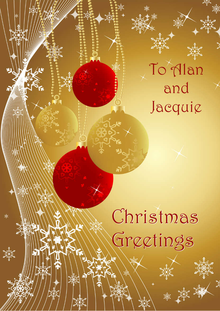 Red and Gold Christmas Baubles - card made with Crafty Bob's Card Creator