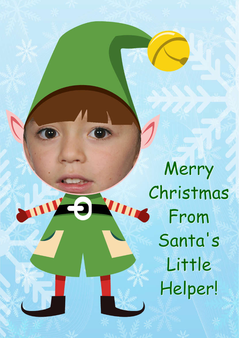Elf Face Photo Card - card made with Crafty Bob's Card Creator