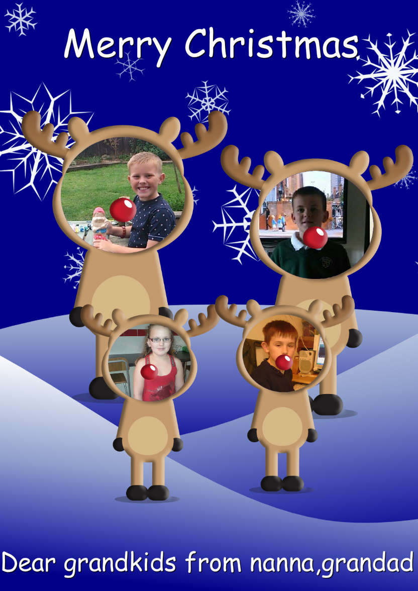 Reindeer Family Photo Card - card made with Crafty Bob's Card Creator
