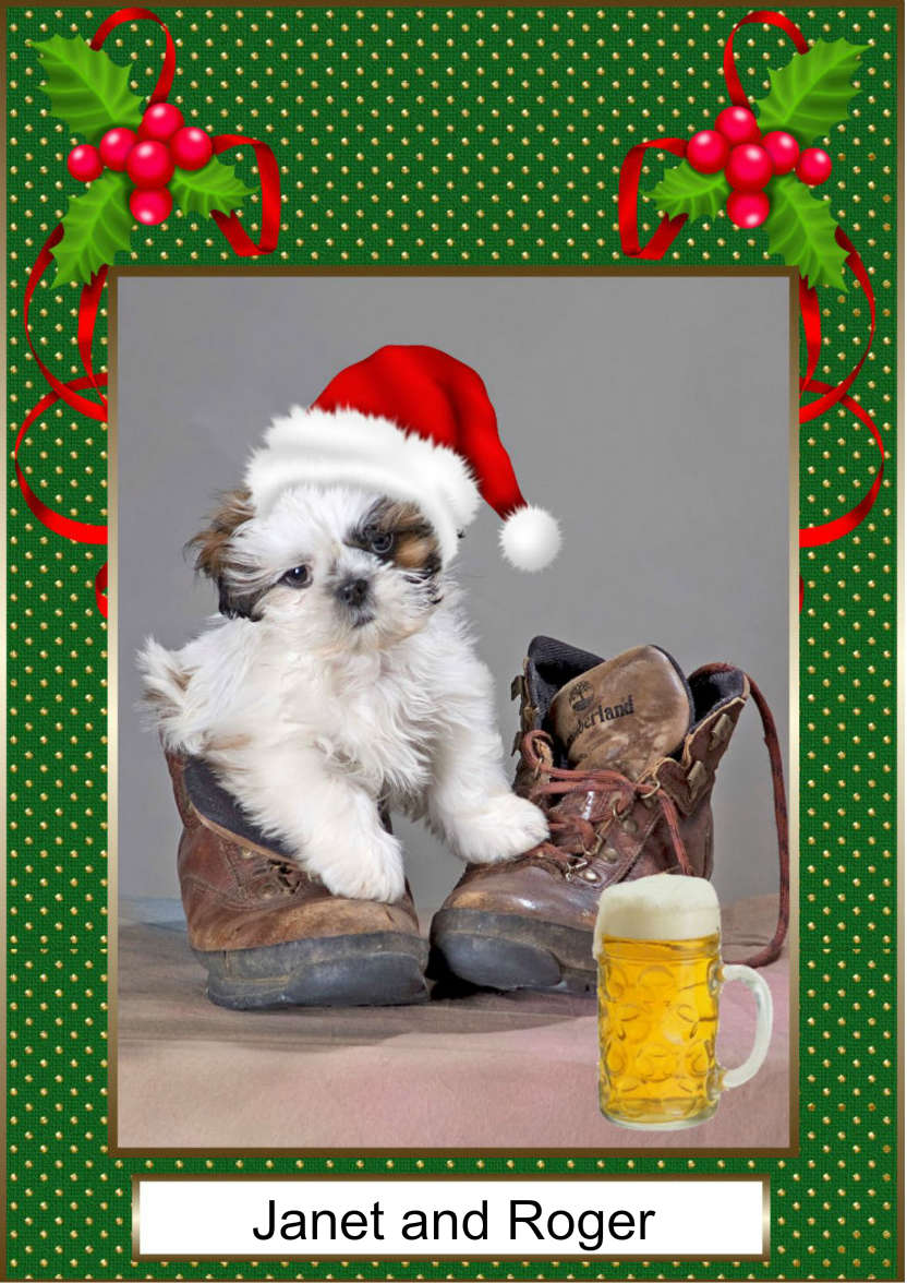 Pup in Boot - card made with Crafty Bob's Card Creator
