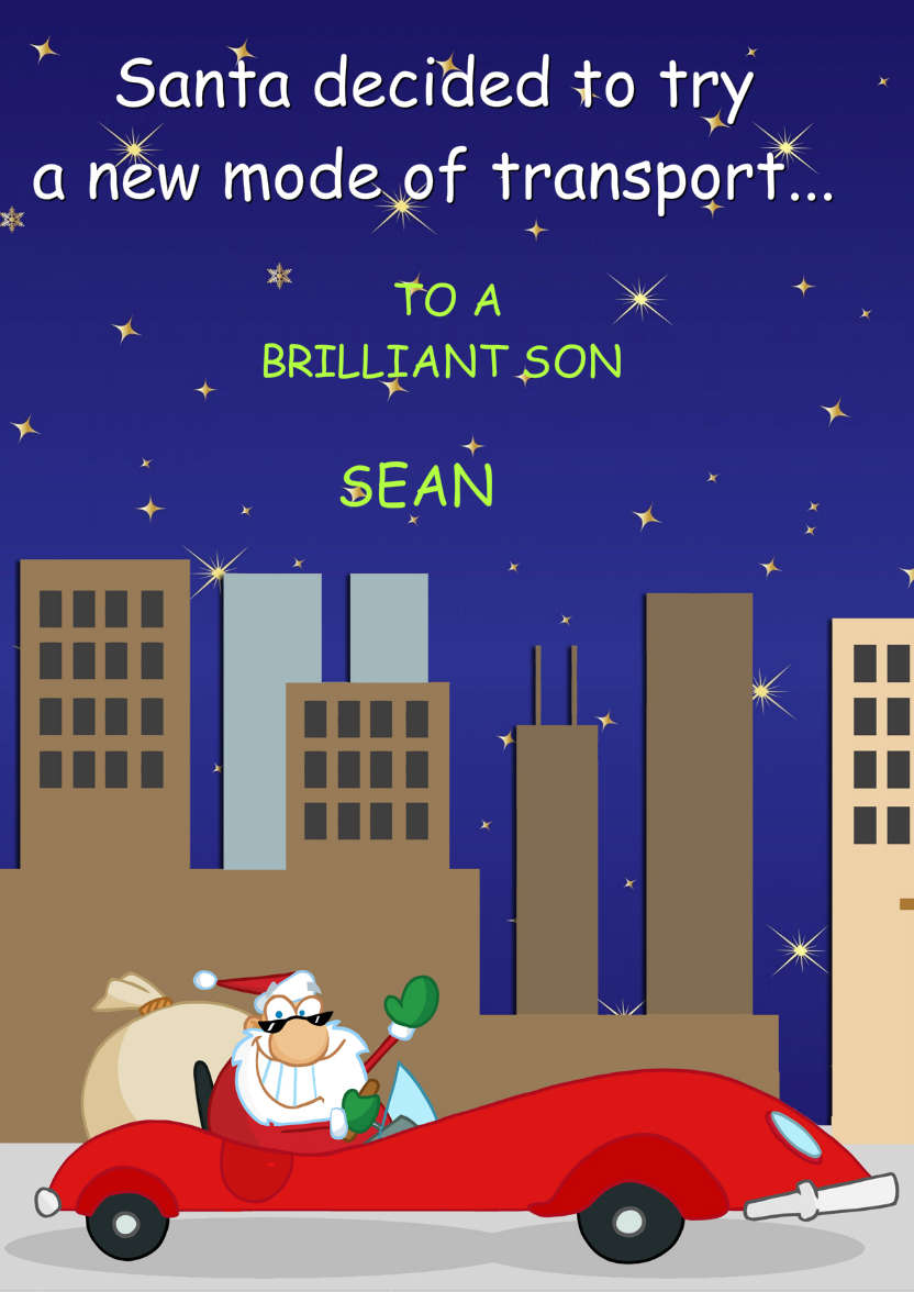 Santa's Sports Car - card made with Crafty Bob's Card Creator