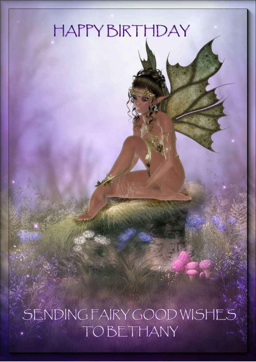 Thoughtful Fairy on a Hill - card made with Crafty Bob's Card Creator