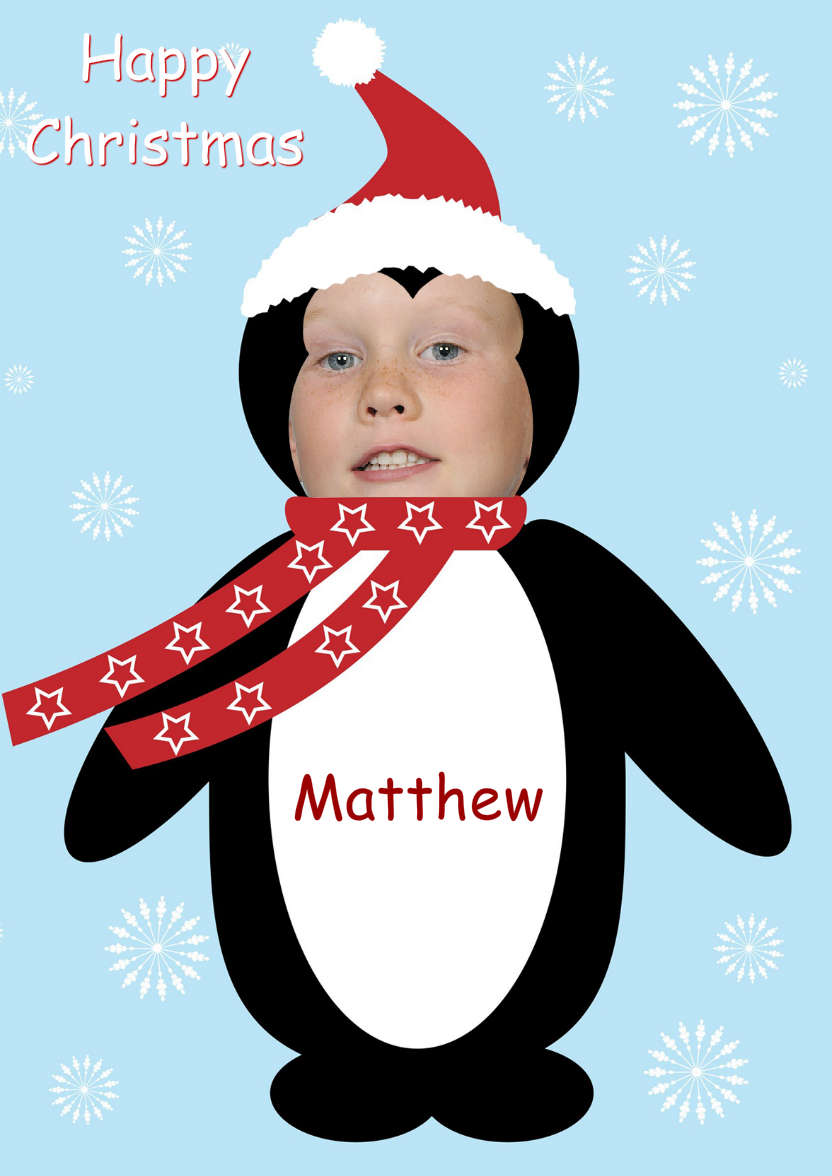 Christmas Penguin Photo Card - card made with Crafty Bob's Card Creator