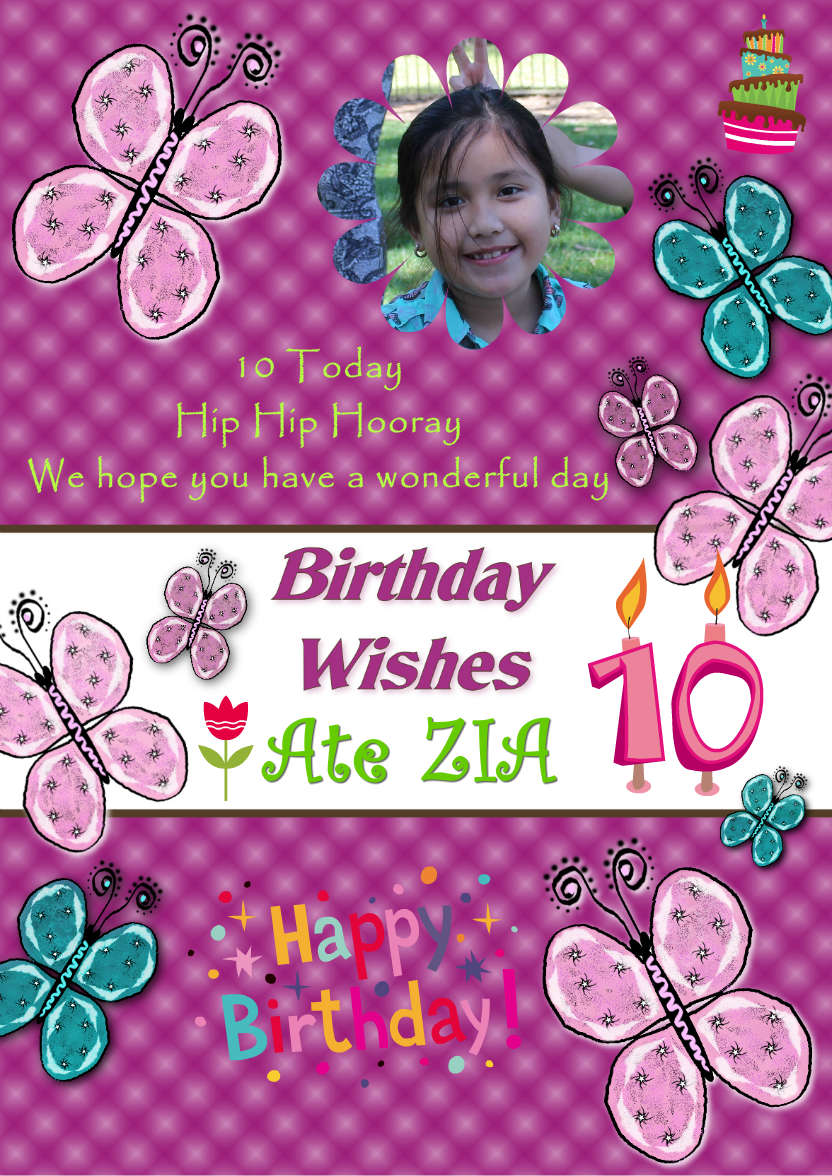 Beautiful Butterflies Birthday Card - card made with Crafty Bob's Card Creator
