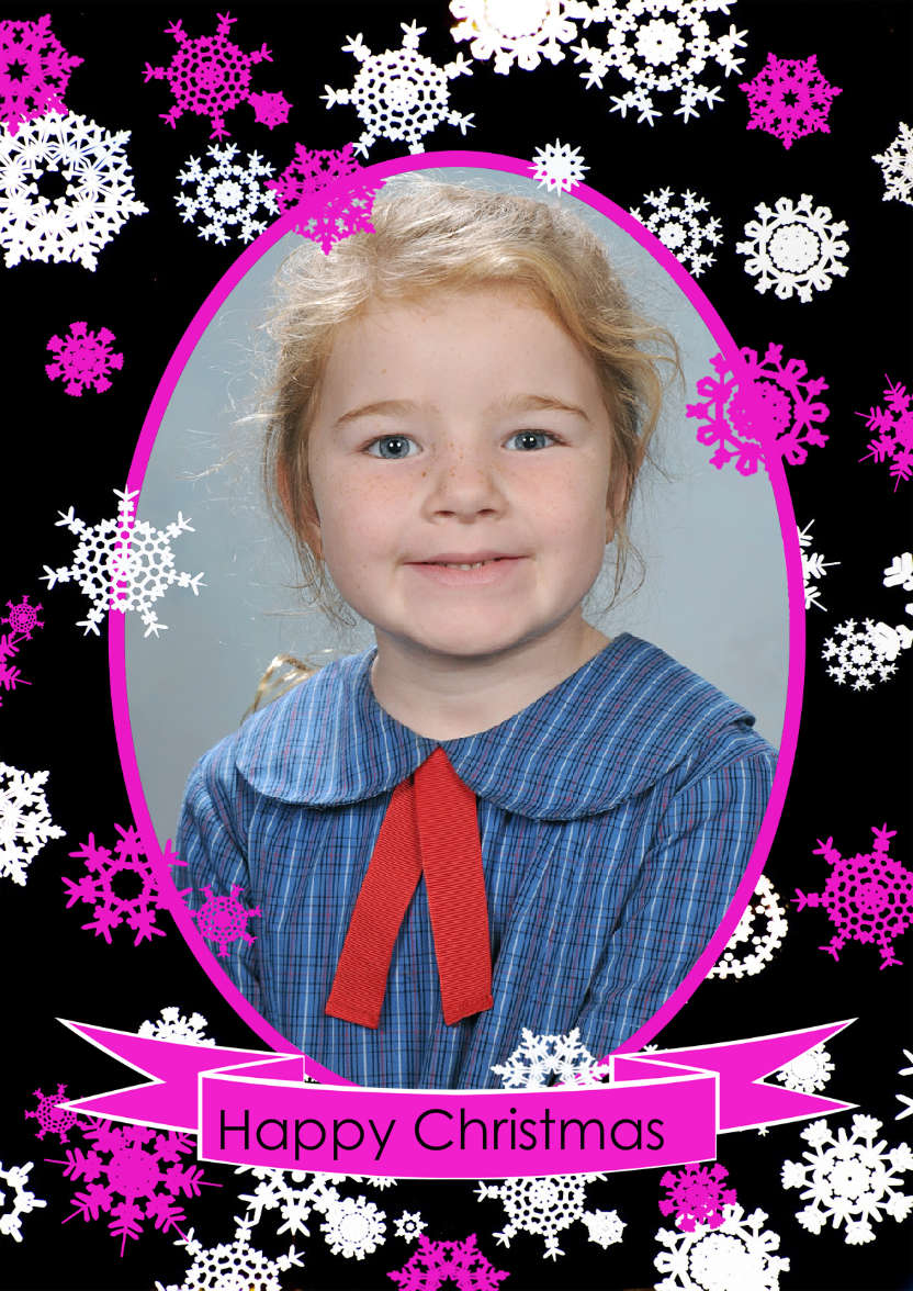Black, White and Pink Snowflake Frame - card made with Crafty Bob's Card Creator