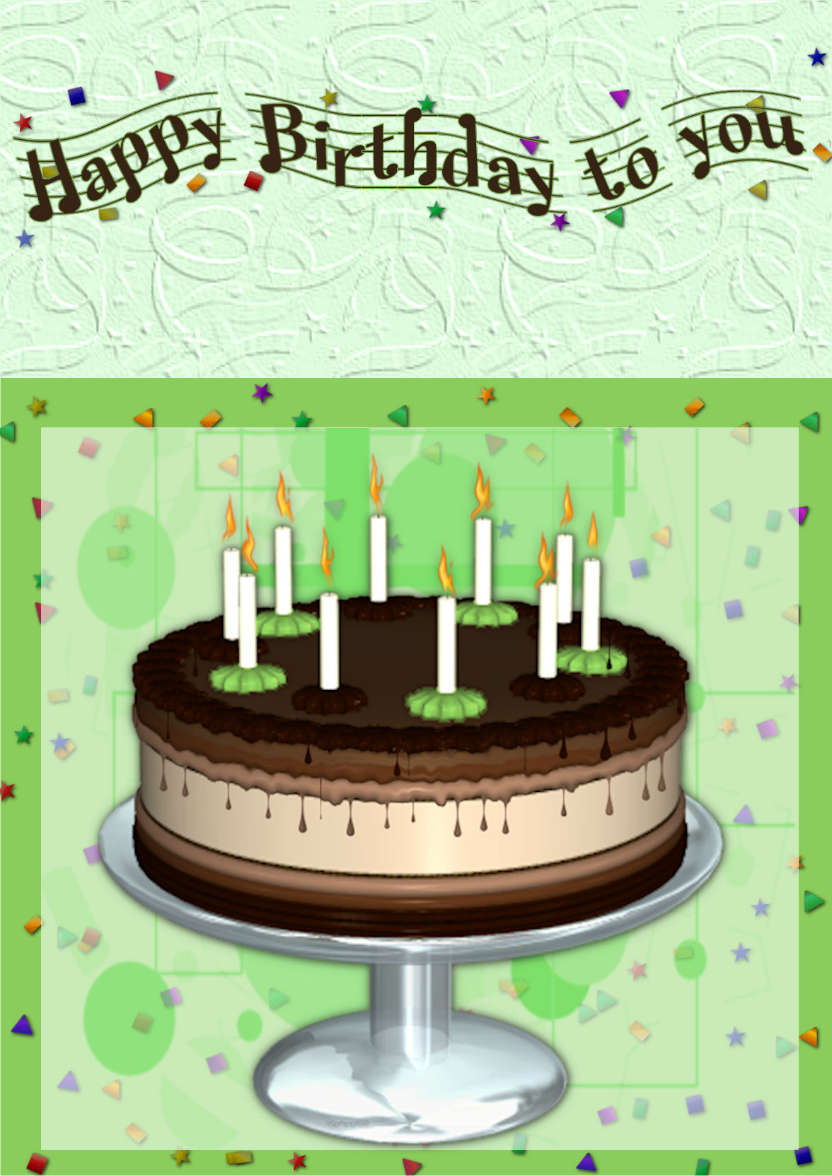Choc Mint Birthday Cake - card made with Crafty Bob's Card Creator