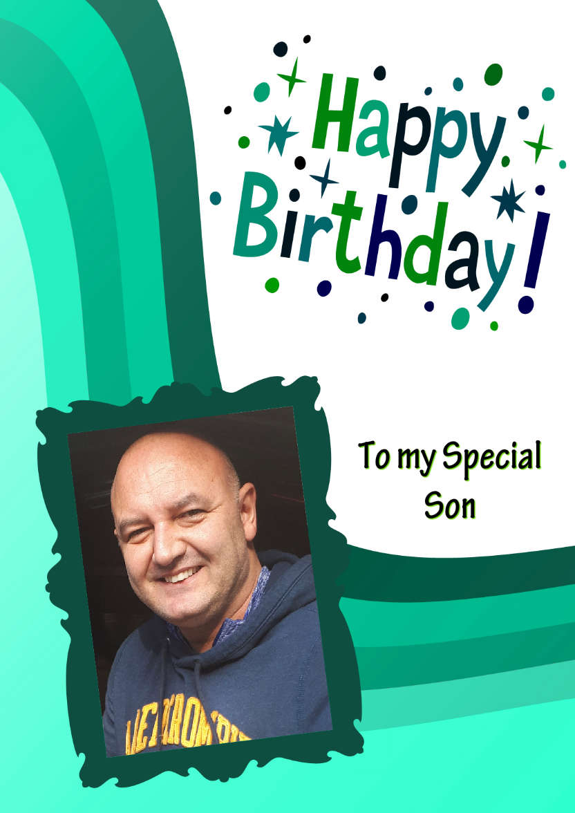 Green Birthday Wave Aperture Card Front - card made with Crafty Bob's Card Creator