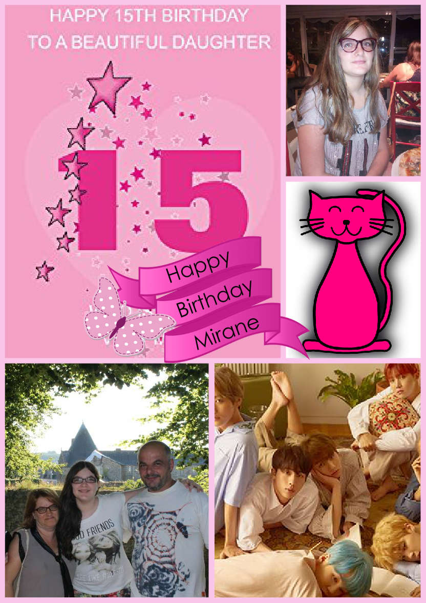 Multi-photo Card with Banner Pink - card made with Crafty Bob's Card Creator