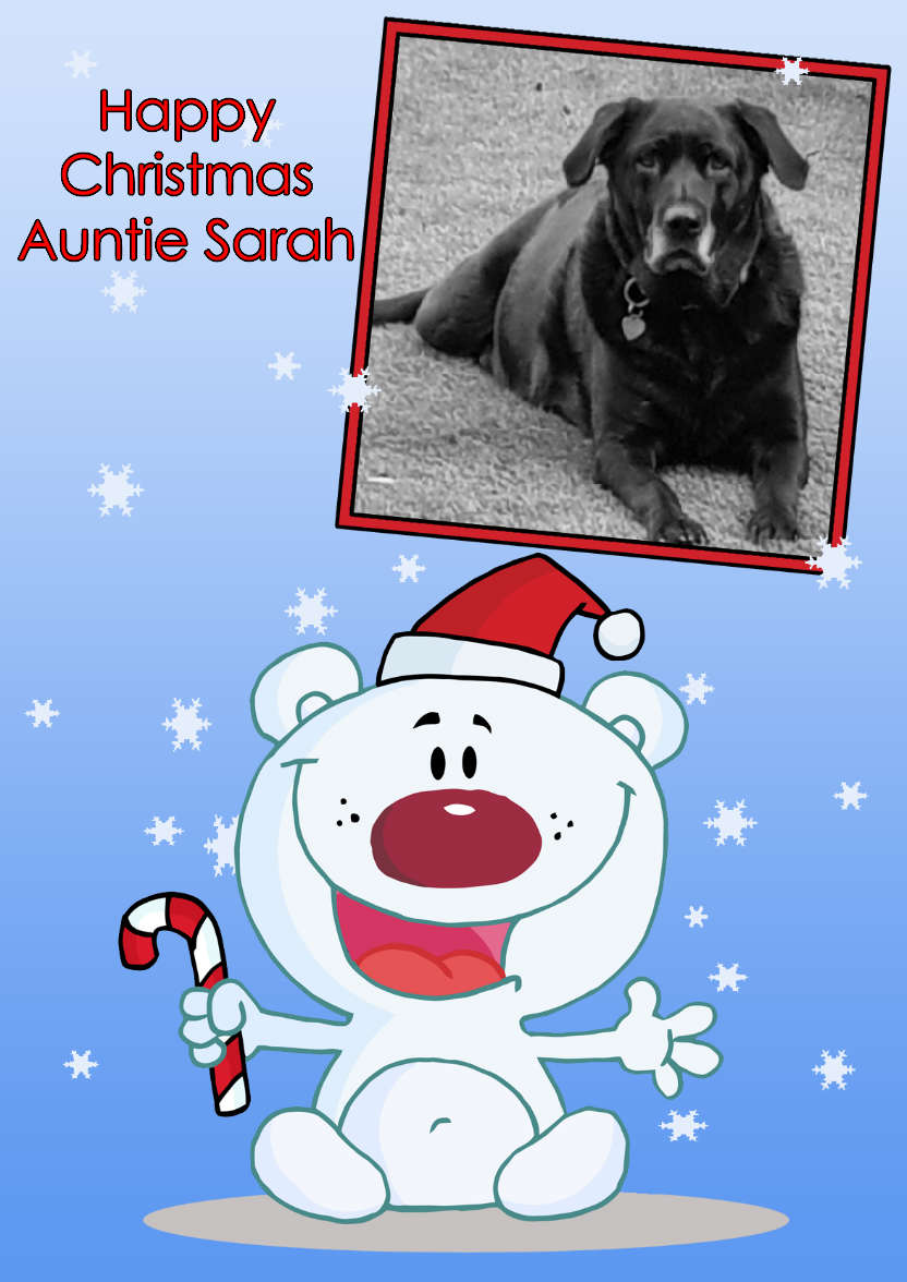 Christmas Carotton Polar Bear Photo Card - card made with Crafty Bob's Card Creator