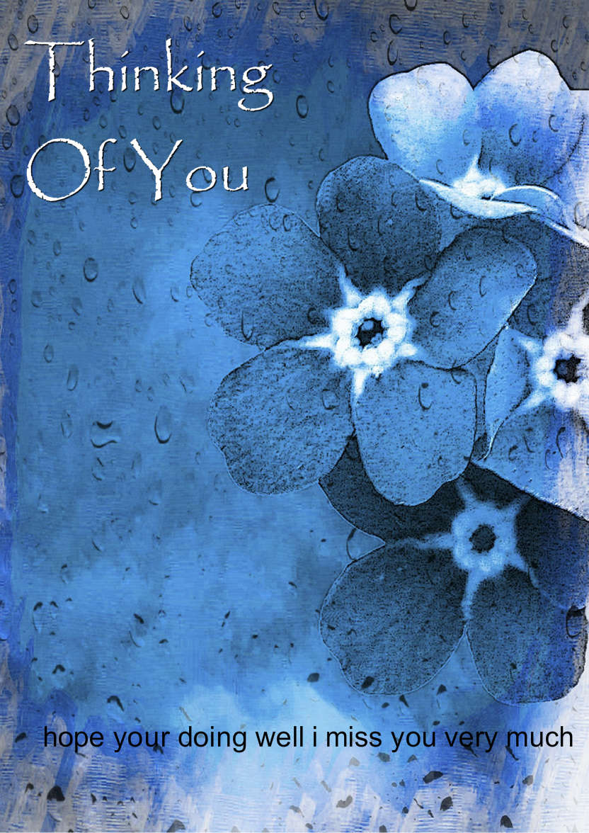 Blue Flowers in the Rain Thinking of You/sympathy Card - card made with Crafty Bob's Card Creator