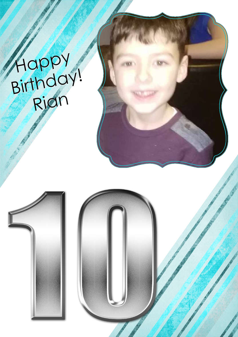 Grunge Stripes Age 10 Birthday Boy - card made with Crafty Bob's Card Creator