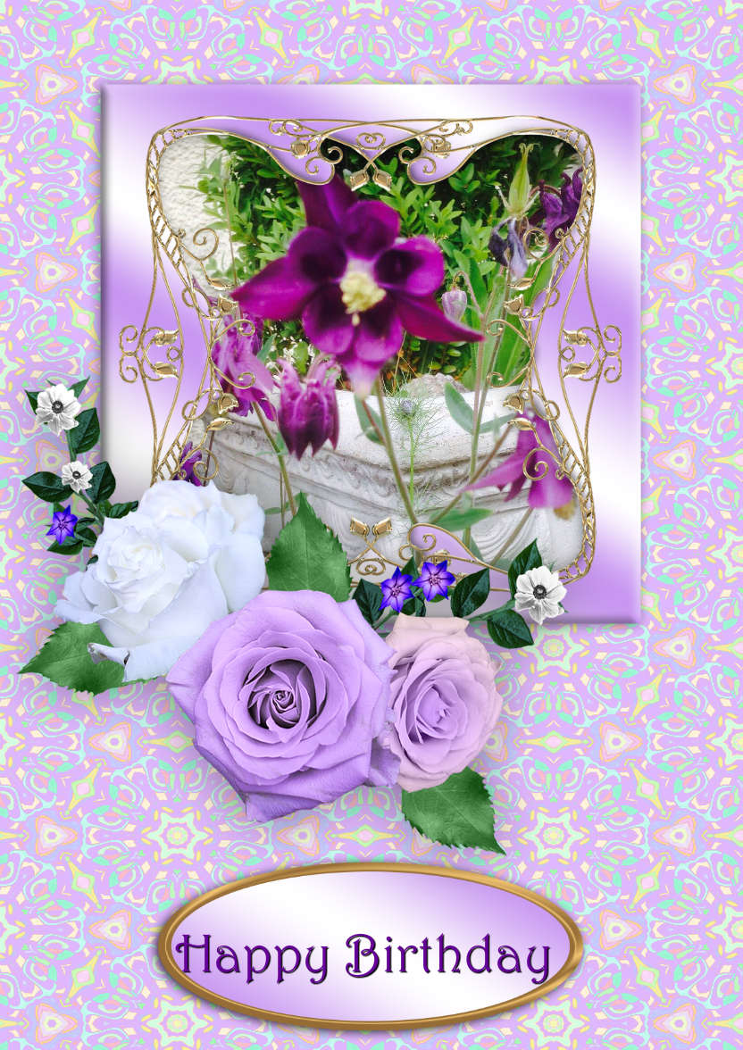 Lilac Roses - card made with Crafty Bob's Card Creator